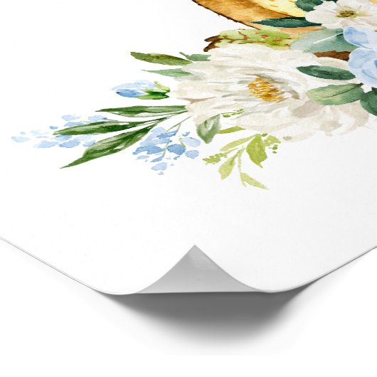 Elch, Waldtiere, Boho, Blume Poster (Ecke)