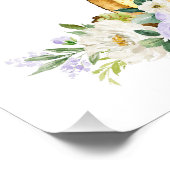 Elch, Waldtiere, Boho, violette Blumen Fotodruck (Ecke)