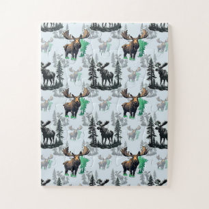 Elch-Wapiti-Geweih-Hirsch-Muster-Design Puzzle