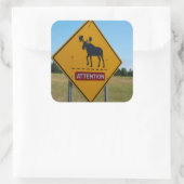 Elch-Warnschild Quadratischer Aufkleber (Tasche)