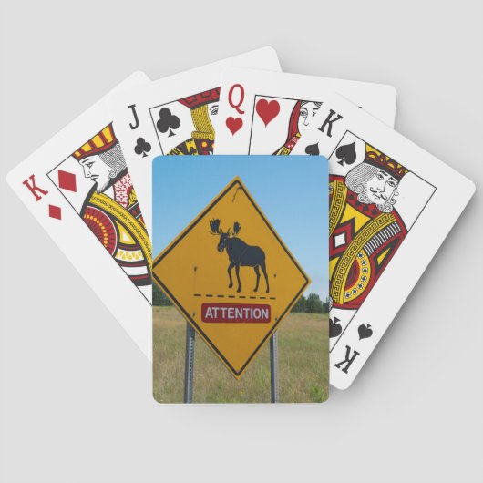 Elch Warnschild Spielkarten (Rückseite)