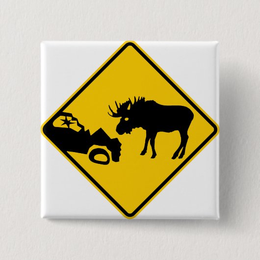 Elch-Warnzeichen von Nationalpark Gros Morne Button (Vorderseite)