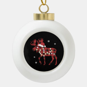 Elch-Weihnachten Rot Kariert Buffalo Weihnachten S Keramik Kugel-Ornament