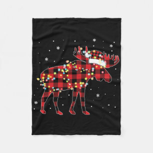 Elch Weihnachten Rot Kariert Büffel Schlafanzug pa Fleecedecke