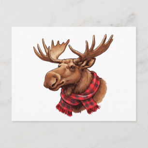 Elch-Weihnachts-Buffalo-Karo-Schal-Lumberjack Feiertagspostkarte