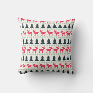 Elch & Weihnachtskiefern Rustikaler Landhausstil Kissen