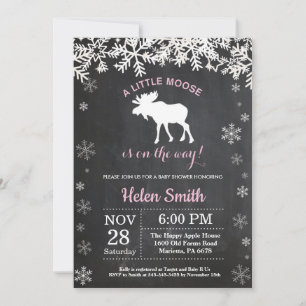 Elch Winter Schneeflocken Mädchen Baby Shower Einl Einladung