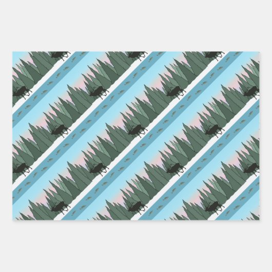 Elch Winter Wrapping Paper Geschenkpapier Set (Vorderseite 3)