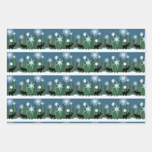 Elch Winter Wrapping Paper Geschenkpapier Set (Vorderseite)