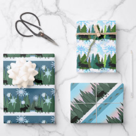 Elch Winter Wrapping Paper Geschenkpapier Set
