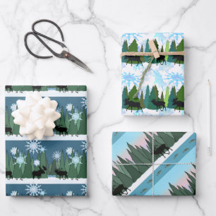 Elch Winter Wrapping Paper Geschenkpapier Set