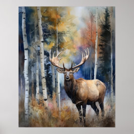 Elch Woodland Animal Art Print Poster