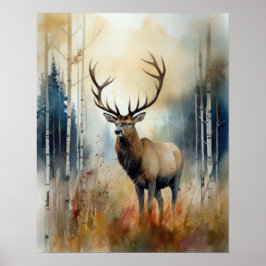 Elch Woodland Animal Art Print Poster
