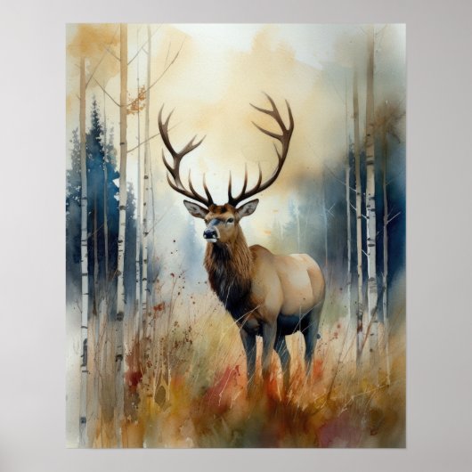 Elch Woodland Animal Art Print Poster (Vorne)
