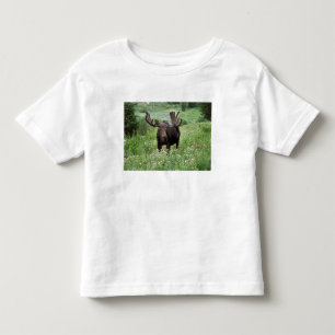Elchbulle (Alces alces) in Wildblumen, Kleinkind T-shirt