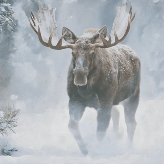 Elchbulle durchquert borealen Schnee Aufkleber (Vorderseite)