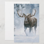 Elchbulle durchquert borealen Schnee Briefpapier (Vorne/Hinten)