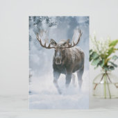 Elchbulle durchquert borealen Schnee Briefpapier (Stehend Vorderseite)