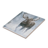 Elchbulle durchquert borealen Schnee Fliese (Seite)