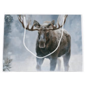 Elchbulle durchquert borealen Schnee Große Geschenktüte (Vorderseite)