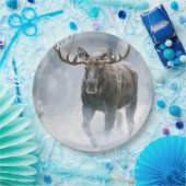 Elchbulle durchquert borealen Schnee Pappteller (Party)