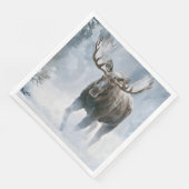 Elchbulle durchquert borealen Schnee Serviette (Ecke)