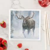 Elchbulle durchquert borealen Schnee Serviette (Beispiel)