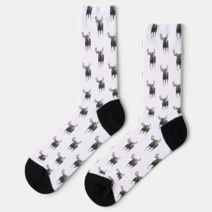 Elchbulle durchquert borealen Schnee Socken