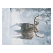 Elchbulle durchquert borealen Schnee Tischdecke (Vorderseite (Horizontal))