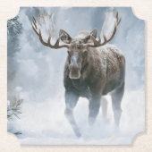 Elchbulle durchquert borealen Schnee Untersetzer (Vorderseite)