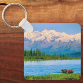 Elchbulle im Wonder Lake Schlüsselanhänger (Vorderseite)
