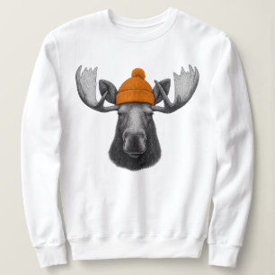 Elchbulle mit Beanie – Mountain Wildlife Crew Sweatshirt