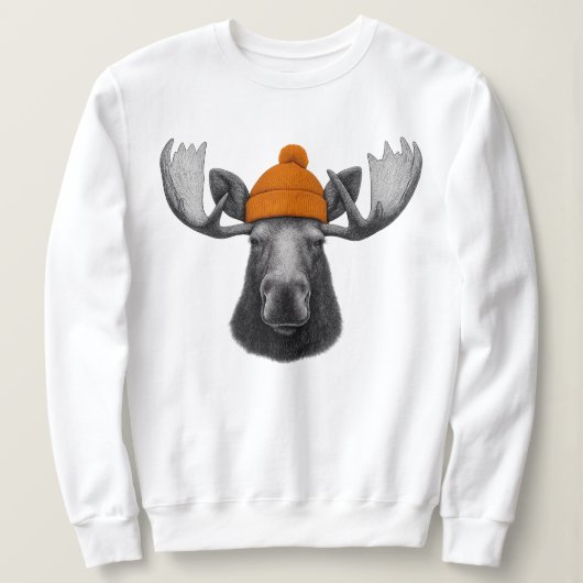 Elchbulle mit Beanie – Mountain Wildlife Crew Sweatshirt (Design vorne)