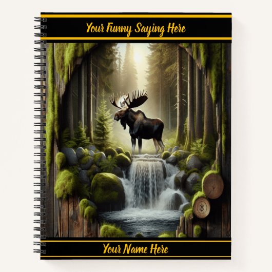 Elche an einem ruhigen Waldwasserfall Notizblock (Vorderseite)