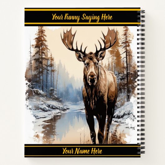 Elche an einem ruhigen Winterfluss Notizblock (Rückseite)