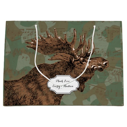 Elche auf Camouflage Große Geschenktüte (Vorderseite)