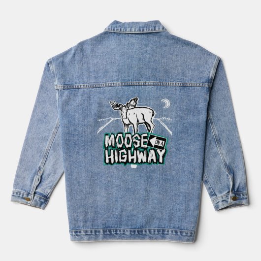 Elche auf der Autobahn Denim Jacket Jeansjacke (Rückseite)