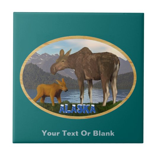 Elche auf der Wiese Fliese (Vorderseite)