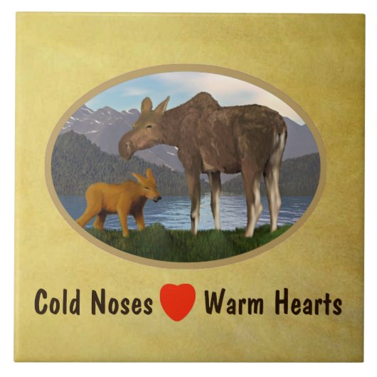 Elche auf der Wiese Fliese (Vorderseite)