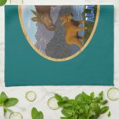 Elche auf der Wiese Küchentuch (Gefaltet)