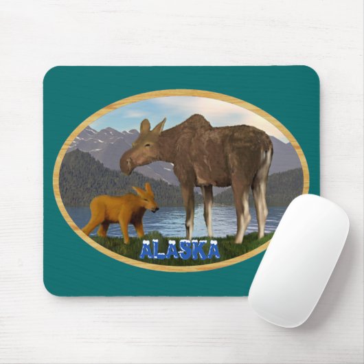 Elche auf der Wiese Mousepad (Mit Mouse)