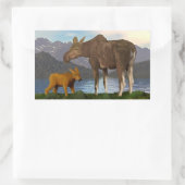 Elche auf der Wiese Rechteckiger Aufkleber (Tasche)