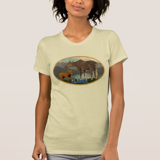Elche auf der Wiese T-Shirt (Vorderseite)