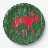 Elche auf Ihrem Farbe verwitterten Holz Pappteller (Vorderseite)