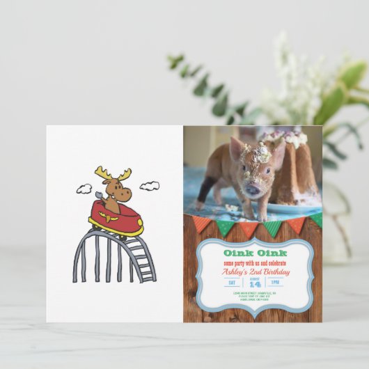 Elche auf Roller-Untersetzer| Hintergrundfarbe Einladung (Stehend Vorderseite)