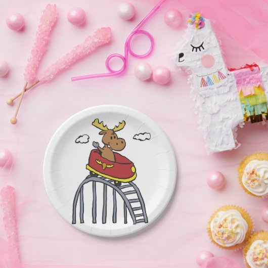 Elche auf Roller-Untersetzer| Hintergrundfarbe Pappteller (Party)