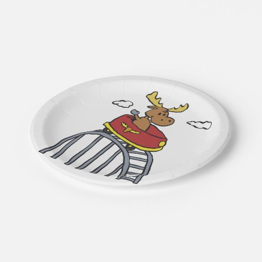 Elche auf Roller-Untersetzer| Hintergrundfarbe Pappteller (Schrägansicht)