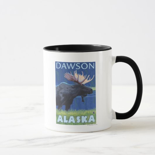 Elche bei Nacht - Dawson, Alaska Tasse (Rechts)