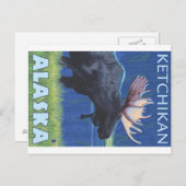 Elche bei Nacht - Ketchikan, Alaska Postkarte (Vorne/Hinten)
