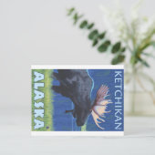 Elche bei Nacht - Ketchikan, Alaska Postkarte (Stehend Vorderseite)